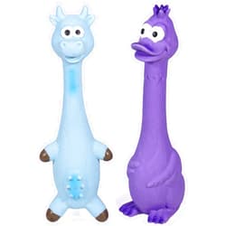 SCHITEC Squeaky Dog Toys, [2 Pack] Squawking Latex Toy with Interactive Squeaker, Squeak Rubber Duck Chicken for Medium Small Dogs