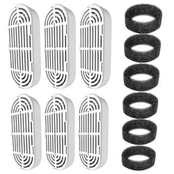 Homtyler 6 Pack Replacement Filters and 6 Pack Replacement Pre-Filter Sponges for 4L/135oz Stainless Steel Pet water fountain, Multiple Filtration, Easy to Clean and Replace