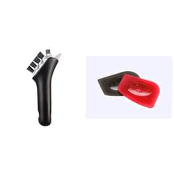 OXO Good Grips Cast Iron Pan Brush & Lodge Pan Scrapers. Handheld Polycarbonate Cast Iron Pan Cleaners. (2-Pack. Red/Black) Pan Brush + Pan Scrapers