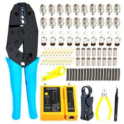 Gaobige Coaxial Cable Tool Kit - BNC Crimp tool for RG58, RG59, RG62, RG174, 20PCS BNC Male Crimp Connectors for RG58 and 10PCS Female to Female Connectors, Heat Shrink Tubing Cable Tester, Stripper