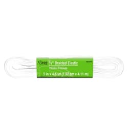 Dritz Braided x, White Elastic, 1/2-Inch by 4-1/2-Yard