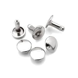 CRAFTMEMORE 8mm Cap x 10mm Post Leather Rivet Double Cap Rivets Tubular Metal Rapid Rivet Studs Leather Craft 50 Sets (10 mm Post, Silver)