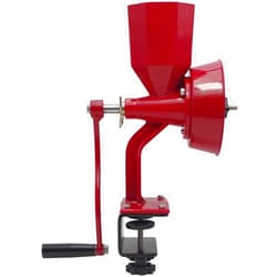 WONDERMILL Manual Hand Grain Mill Red Wonder Junior Deluxe for Dry and Oily Grains - Kitchen Flour Mill, Grain Mill Hand Crank and Spice, Corn, Wheat Stone Mill Grinder