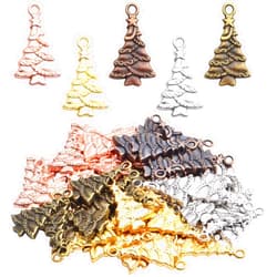 Hendevl Christmas Tree Charm,50pcs Mixed Charm Collections Antique Christmas Tree Pendant Charms Bulk Jewelry Crafting Supplies for DIY Necklace Bracelet Jewelry Making