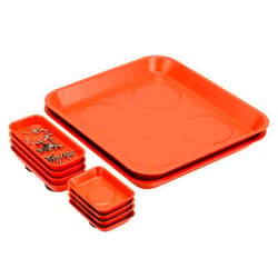 KEILEOHO 10-Piece Magnetic Parts Tray Set, Stainless Steel Magnetic Trays, Heavy Duty Magnetic Tools Tray Holder Square Metal Parts Tray for Screws, Nuts, Bolts Organization, Orange