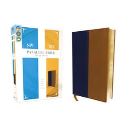 Zondervan,Charles F. Stanley & Andy Stanley NIV, KJV, Parallel Bible, Large Print, Leathersoft, Navy/Tan: The World's Two Most Popular Bible Translations Together