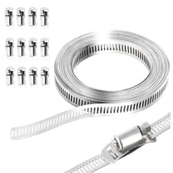 Gekufa Hose Clamps Stainless Steel 304 Kit DIY, Cut-To-Fit 16FT Metal Strap + 12 Fasteners, Adjustable Worm Gear Hose Clamps, abrazaderas para mangueras for Pipe/Duct/Tube