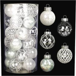 BSTDECOR Clear Christmas Ball Ornaments, 30ct 2.36 Inch White Christmas Ornaments Balls for Christmas Tree with Delicate Stuff Shatterproof Hanging Xmas Tree Baubles Decorations for Wedding Christmas