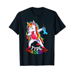 Funny Sarcastic Diabetic Awareness Apparel Co Funny Sarcastic Unicorn Diabetic Type 1 Diabetes One Derful T-Shirt