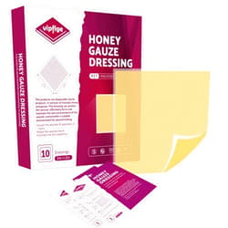 Vipflge Manuka Honey Gauze Dressing 2x2 in Pack of 10, Medical Grade Honey Patches for Faster Wound Care, Burn Dressing Conducive to Healing for cuts, lacerations