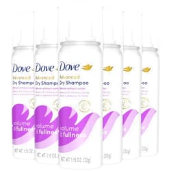 Dove Advanced Dry Shampoo, Travel-Size, Volume & Fullness, 6-Pack, Travel Essentials, 1.15 Oz Ea