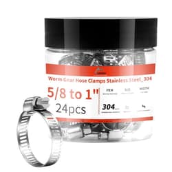 AKIHISA 24 Pack 5/8'' - 1'' Worm Gear Hose Clamps, Adjustable Range 16-25mm 304 Stainless Steel Fuel Line Hose Clamps for Pipe, Plumbing, Automotive And Mechanical Application