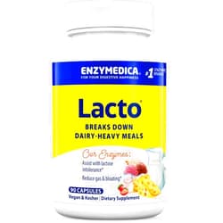 Enzymedica Lacto, Maximum Strength Formula for Dairy Intolerance, with Enzymes Lactase and Protease, Relieves Digestive Discomfort, 90 Capsules (90 Servings)