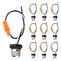 Helunsi E26 Socket Adapter, 10 Pack Light Bulb Socket Pigtail, Screw in Male Light Socket Pigtail, E26 Medium Base Recessed Light Socket Adapter for LED Ceiling Light Downlight Outlet Converter Socket