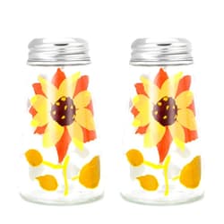 GERUSEA Baked Flower Painted Cone Salt and Pepper Shaker Set, Sunflower, Yellow, 2 Pieces
