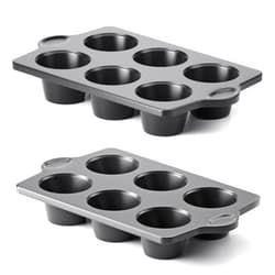 HONGBAKE Nonstick Jumbo Muffin Pan, 2 Pack Large Cupcake Tin for Baking, Cup Cake Tray, 3.5dia, 6 Cup, Premium, Extra Thick, Dishwasher Safe