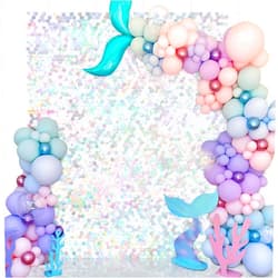 LuoluoHouse Iridescent Shimmer Wall Backdrop Hexagon Sequin Panels-12pcs Sequin Glitter Wall Photo Backdrops for Birthday Party Decoration Wedding Engagement Anniversary Baby Shower (Iridescent Silver)