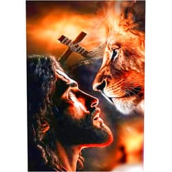 YIMORE Jesus Cross Lion 14x20 Inches 5D DIY Diamond Art Painting Kits Full Round Drill for Home Wall Decor