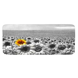 Lunarable Modern Kitchen Mat, Sunflower Field Black and White a Single Yellow Flower Spring Landscape Individuality, Plush Decorative Kitchen Mat with Non Slip Backing, 47