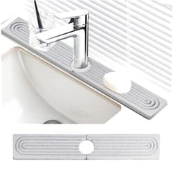 GNOWE Faucet Mat for Kitchen Sink Diatomite Fast Drying Stone Sink Tray Absorbent Mat Faucet Splash Guard for Kitchen Sink and Bathroom Counter