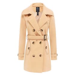 wantdo Women's Double Breasted Pea Coat Winter Mid-Long Trench Coat with Belt
