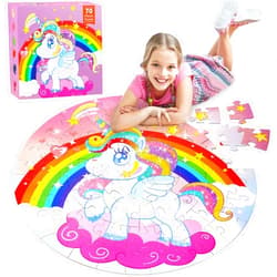 Fikamd Jigsaw Puzzles for Kids Ages 4-6: Floor Puzzles for Kids Games 70 Pieces Large Toddler Educational Toys for Unicorn Activity Birthday Christmas Girls Boys Ages 3 4 5 6 7 8 9 10 Years Old