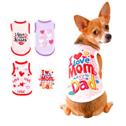 Topbuti 4 Pack Dog Shirts Summer Pet T Shirts Puppy Clothes Dog Clothing Breathable Cat Sleeveless Vest for Small Dogs Cats (Small, Love)