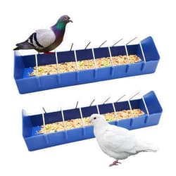 Hamiledyi 2PCS Pigeon Feeder, Bird Dispenser Slot Container, Poultry Plastic Thick Trough Dish Less Waste with Removable Steel Wire Partition for Pigeons Quails Birds Chicks Ducklings