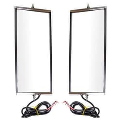 TRQ West Coast Mirror Signal Heated 16x7 Stainless Steel Pair Compatible with HD Truck