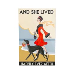 QKIODS Aluminum Metal Sign Vintage Greyhound Dog She Lived Happily Ever After For Indoor & Outdoor Size 8x12 Inches