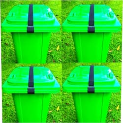 JFOMOYGI Metal Double Claw Trash Can Locks Strap For Animals,Universal Trash Can Lid Lock 4PCS,Adjustable Garbage Can Lid Locks Security Strap,Trash Can Bungee Cord Belt Rope For Outside Raccoon,Trash Bin Lock