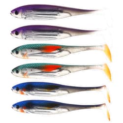 OriGlam 6pcs Fishing Soft Lure Plastic Bait T Tail, Paddle Tail Swimbaits Artificial Bait, Minnow Lures for Bass Pike Trout Perch Fishing Accessory for Saltwater Freshwater