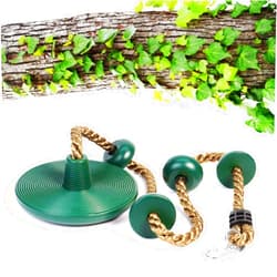 Tgzwme Climbing Rope Tree Swing with Platforms and Disc Swing Seat Set Outdoor Playground Accessories for Kids Including Hanging Strap & Carabiner