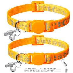 LLHK 2 Pack Breakaway Cat Collars & 2 Pcs Name Tags,Reflective Safety Kitten Collar with Bell,for Girl Boy Male Cats,Adjustable 7''-12'', Personalized ID Tag,Pet Supplies,Accessories