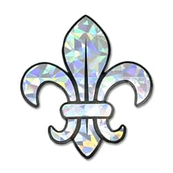 Elektroplate Fleur-De-Lis Metallic Silver Reflective Decal (3.1” x 2.7”) | Premium Glossy All Weather Vinyl Sticker for Car, Water Bottle, Laptop, Tablet, Cooler, Phone & More | Made in The USA