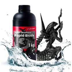 phrozen Water-Washable 3D Printer Resin [Rapid Black], 405nm LCD UV-Curing Photopolymer Resin for High Precision Printing, Low Odor, Non-Brittle, Easy to Clean and Cure (1KG)