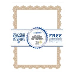 Geographics® 30% Recycled Blank Parchment Certificates, 8 1/2