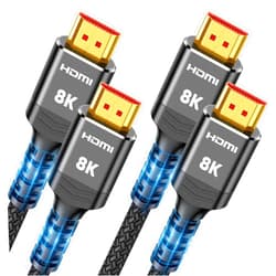 Highwings 8K HDMI Cable 2.1 2-Pack 6.6FT, Slim 48Gbps High Speed HDMI Braided Cord-4K@120Hz 144Hz 8K@60Hz, HDCP 2.2&2.3, Dynamic HDR,eARC,DTS:X,RTX 3090,Dolby Compatible with Roku TV/HDTV/PS5/Blu-ray