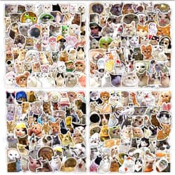 Grewgty 200PCS Cute Holographic Cat Meme Stickers Pack, Funny Kawaii Cat Sticker Waterproof Vinyl Decals for Journaling Laptop Scrapbook Water Bottles for Pet Party Decoration Favor