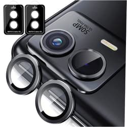 Zeking [2 Pack for Moto G Stylus 5G 2024 Camera Lens Protector, 9H Tempered Glass Camera Cover Screen Protector Metal Individual Ring [Installation Tray Alignment Kit](Black)