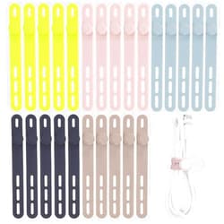 Oligei 25 Pcs Silicone Cable Ties, Cord Ties Cord Wrap, Cable Ties Reusable, High Elasticity Cord Wraps for Electrical Cords, Cord Organizer for Earphone, Phone Charger