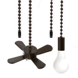 Aoprofree Ceiling Fan Pull Chain,Ceiling Fan Cords Ceiling Fan Chain Pulls with 2PCS 12inch Beaded Ball Extension Chains for Celing Fan Light and Wall Lamps, Cabinet Light (Light Bulb and Fan Shape), Matte ORB