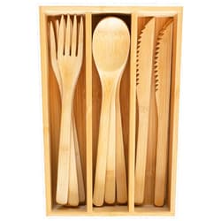Totally Bamboo 12-Piece Reusable Bamboo Flatware Set with Portable Storage Case, Dishwasher Safe