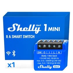 Shelly 1 Mini Gen3 | WiFi & Bluetooth Smart Switch Relay 1 Channel 8A | Home Automation | Compatible with Alexa & Google Home | iOS Android App | No Hub Required | Dry contacts