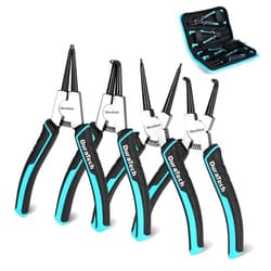 DuraTech 4 PCS Snap Ring Pliers Set, 7 Inch Heavy Duty Internal & External Circlip Pliers Kit with Straight/Bent Jaw, Premium CRV Steel, Precision Spring Loaded C Clip Pliers with Storage Pouch