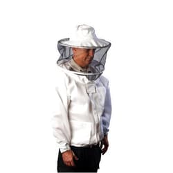 FOREST BEEKEEPING SUPPLY Ventilated Ultra-Light Bee Jacket - Clear View Vented Round Veil with YKK Brass Zippers & Thick for Maximum Protection for Professional & Beginner Beekeepers| (LARGE)