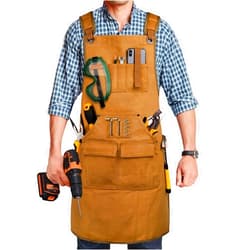 UUP Woodworking Apron for Men, Shop Apron 20 oz Canvas Work Apron with 9 Tool Pockets, Heavy Duty Wood Working Apron, for Carpenters Woodworkers, Gifts for Men and Women, Adjustable Size S to XXL, Khaki