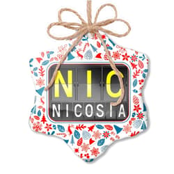 NEONBLOND Christmas Ornament NIC Airport Code for Nicosia Red White Blue Xmas