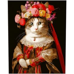 NiArt Paint by Numbers for Adults Beginners, DIY Paint by Numbers on Canvas for Kids, Oil Painting Kits for Gift Home Wall Decor, 10 Brushes and Acrylic Paint, 16x20 Inch, (Queen Cat, Unframed)