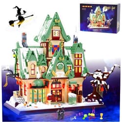 HOGOKIDS Magic Bar House Building Set with LED Light - Halloween House Architecture 3.6mm Mini Building Block Home Office Decor, Magical Birthday Gift for Adults Kids Age 10+ Boy & Girl (2479 PCS)